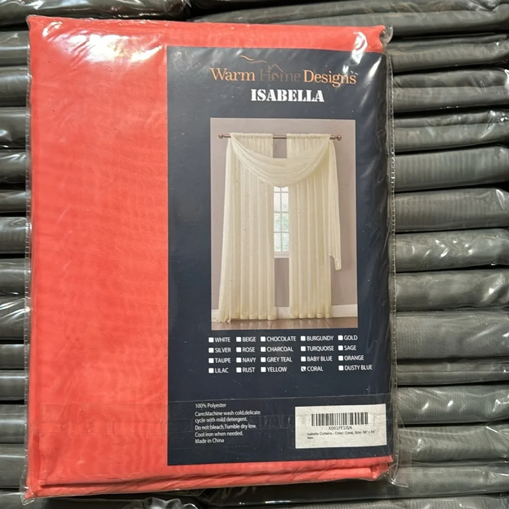 Isabella Coral sheer 2 window panels